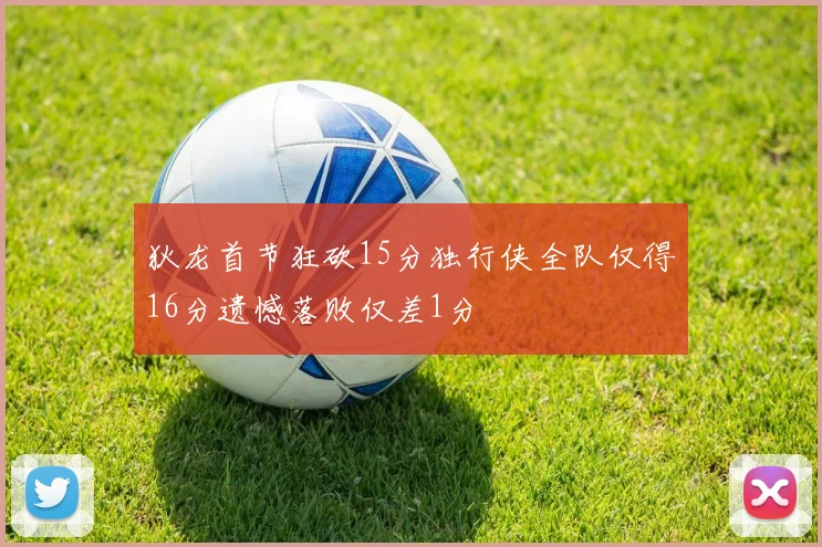 狄龙首节狂砍15分独行侠全队仅得16分遗憾落败仅差1分